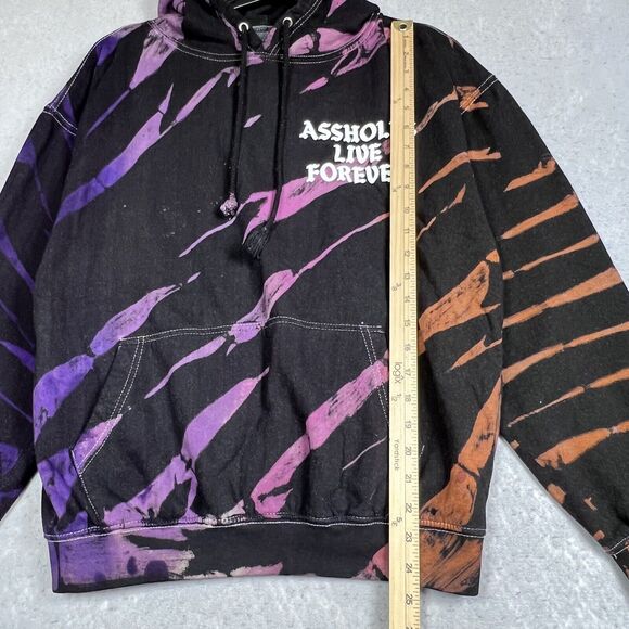 A**holes Live Forever Sweater Mens Large Black Multicolored Print Hoodie Casual - Picture 7 of 11